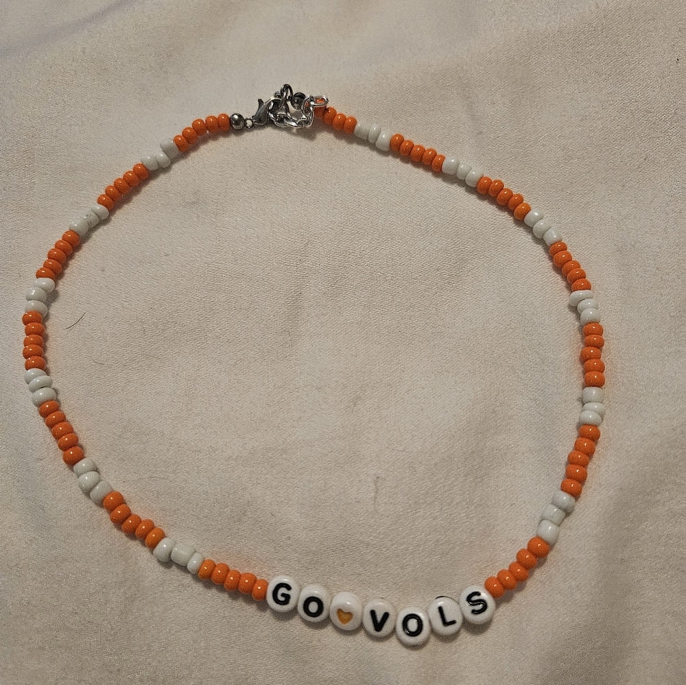 GO VOLS Beaded Necklace - Orange and White